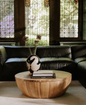 Eske 35.5" Acacia Wood Round Storage Coffee Table