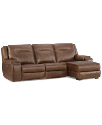 CLOSEOUT! Hansley 3-Pc Zero Gravity Leather Sofa with 2 Power Recliners and Chaise, Created for Macy's
