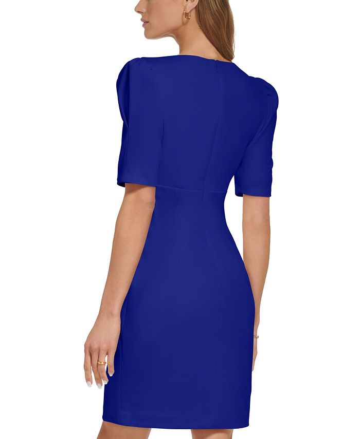 DKNY Women's Puff Sleeve Sheath Dress Purple Size 4