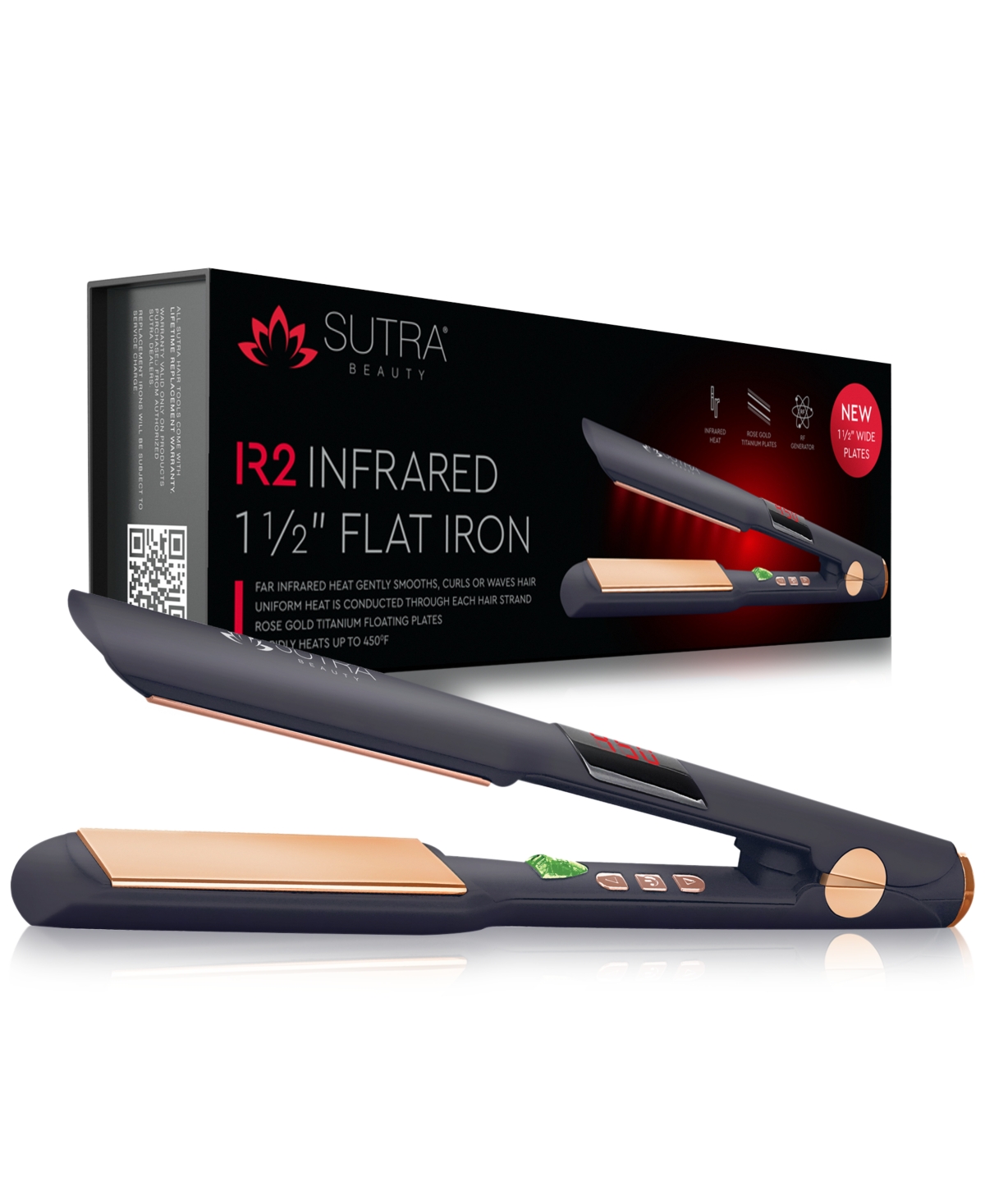 Shop Sutra Beauty Ir2 1.5" Infrared Flat Iron With Far Infrared Technology In Black And Rose Gold