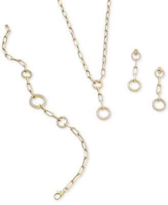 Diamond Circle Link Drop Earrings Necklace Bracelet Jewelry Collection In 14k Gold Created For Macys