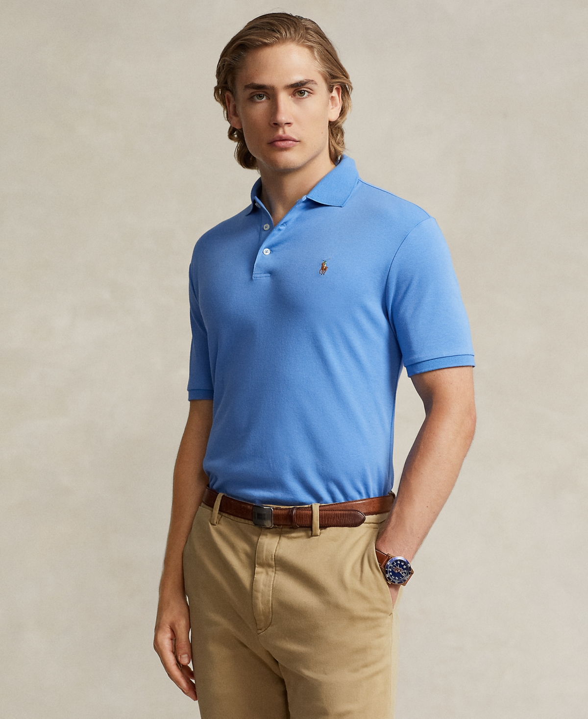 Shop Polo Ralph Lauren Men's Classic Fit Soft Cotton Polo In Summer Blue
