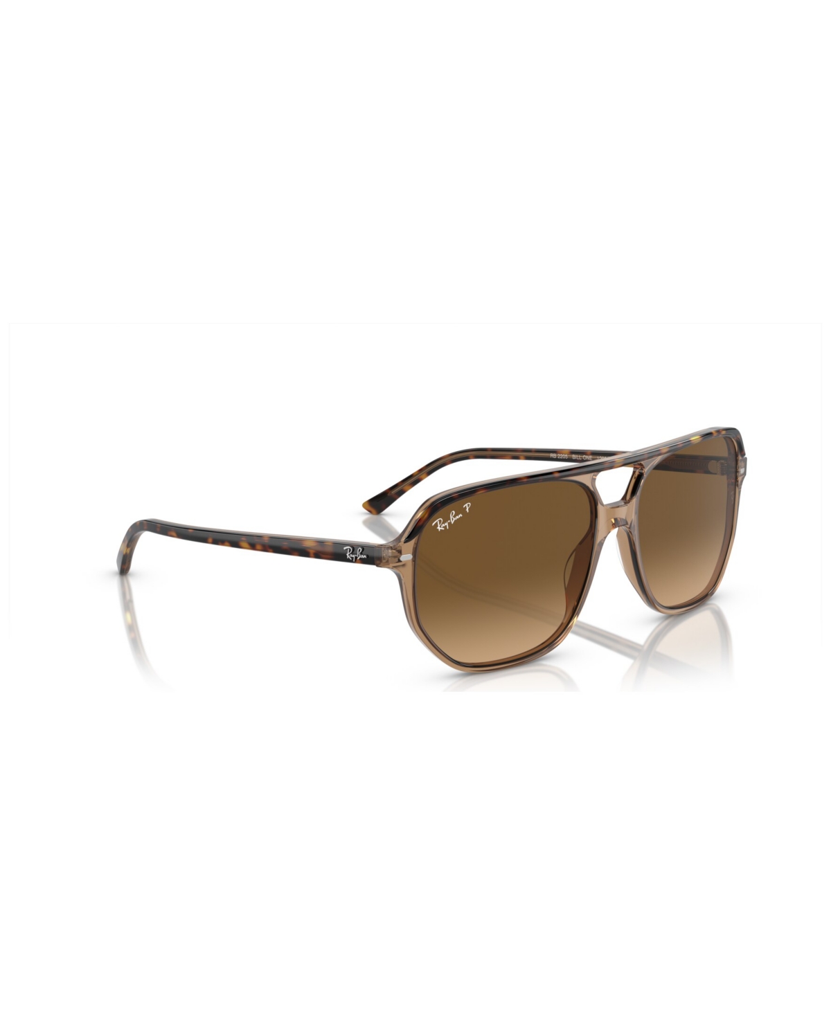 Shop Ray Ban Unisex Bill One Polarized Sunglasses, Gradient Rb2205 In Havana On Transparent Brown