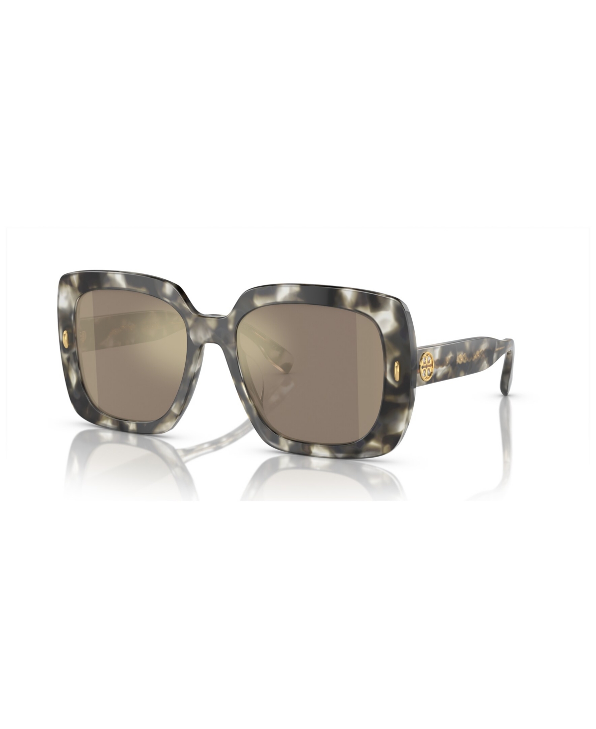 Tory Burch Women's Sunglasses, Mirror Ty7193u In Black,white Tortoise