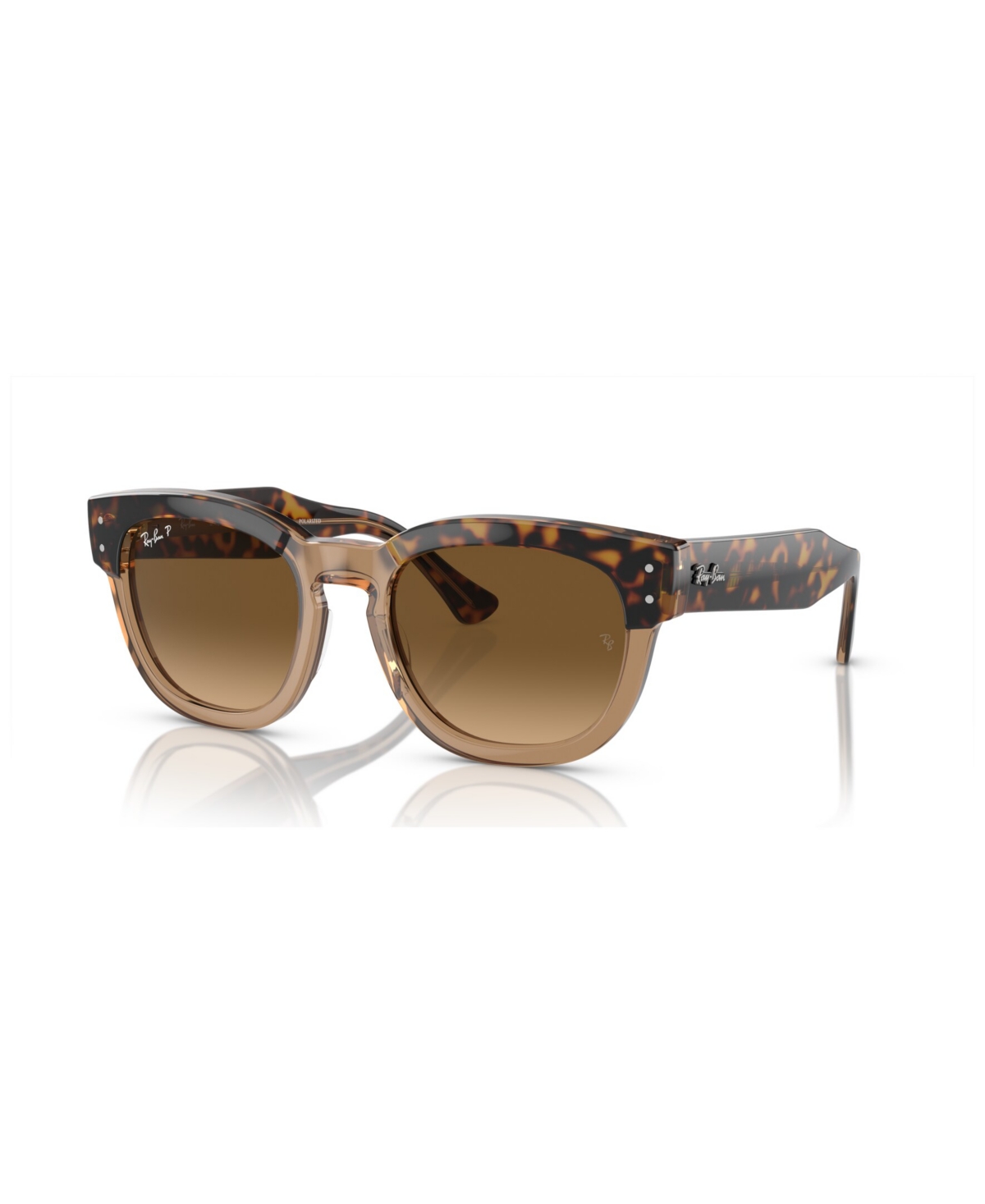 Ray Ban Mega Hawkeye Polarized Sunglasses, Gradient Rb0298s, Exclusively Ours In Havana On Transparent Brown