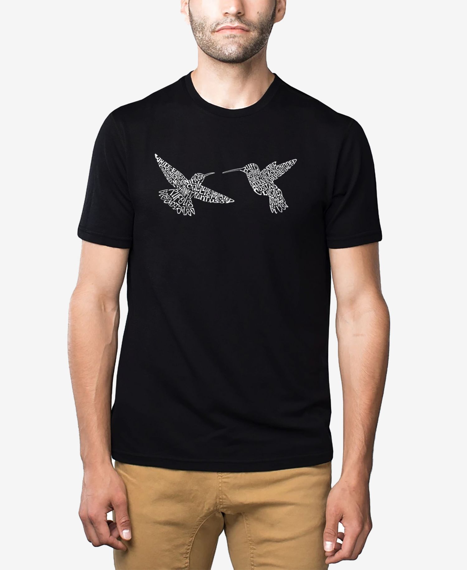 Men's Cotton/Poly Blend Word Art T-shirt - Hummingbirds