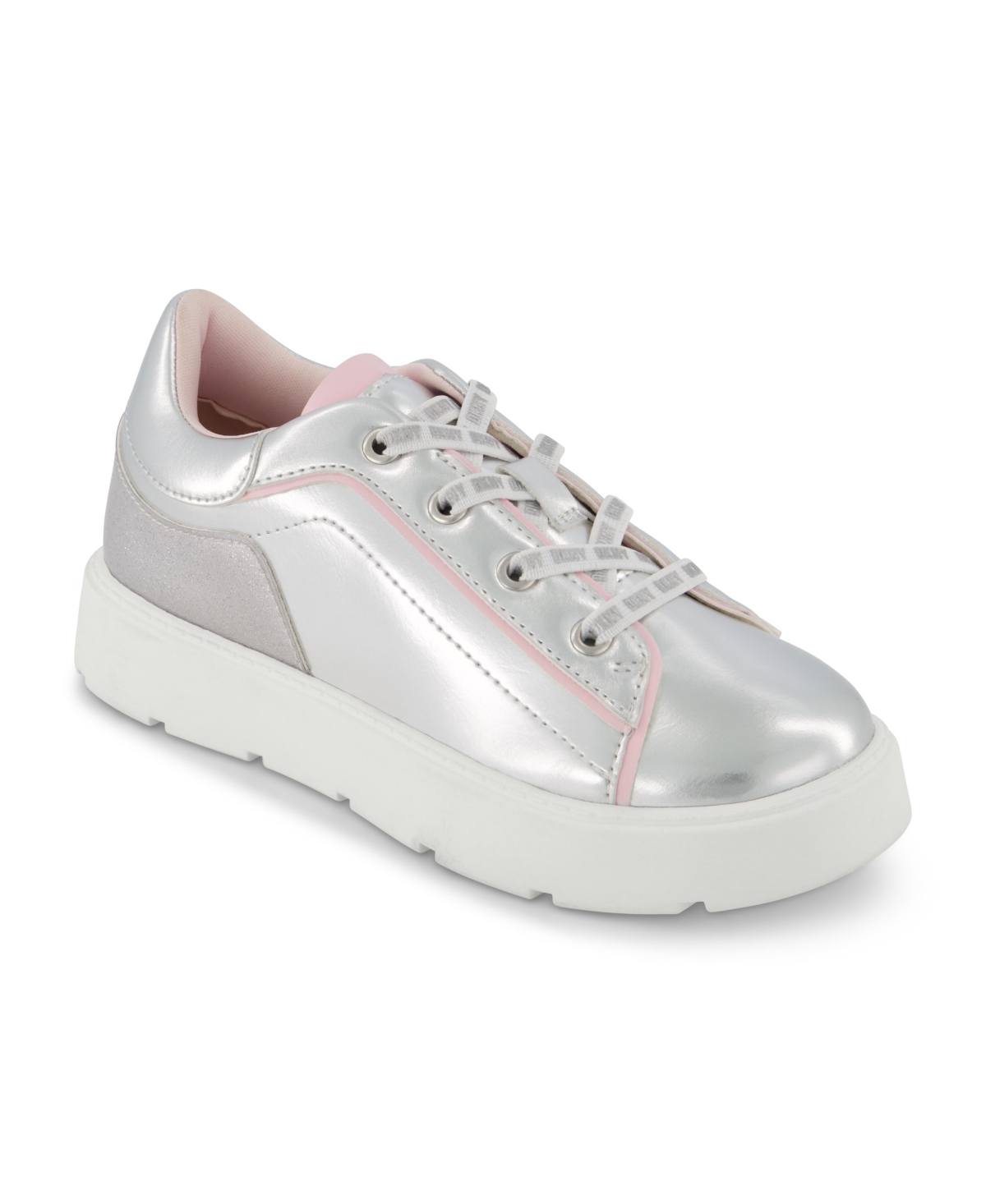 Dkny Little And Big Girls Brooke Glitter Lace Up Sneaker