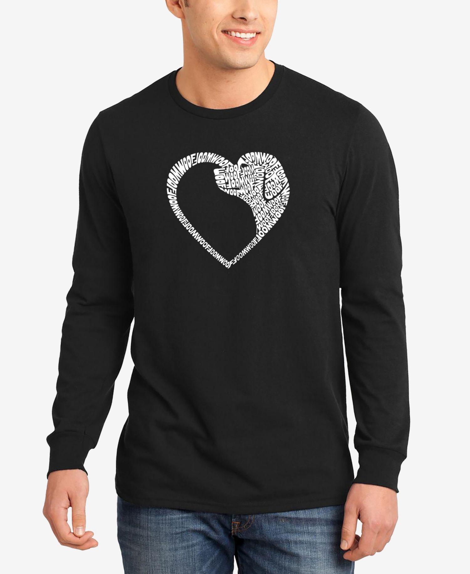 Men's Dog Heart Word Art Long Sleeve T-shirt