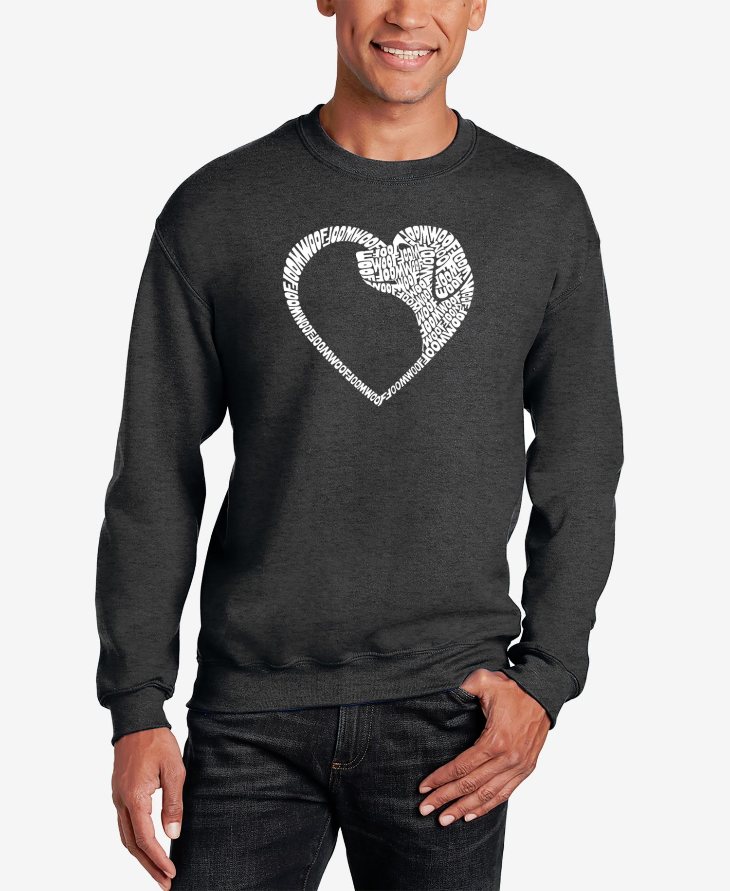 Men's Dog Heart Word Art Crewneck Sweatshirt