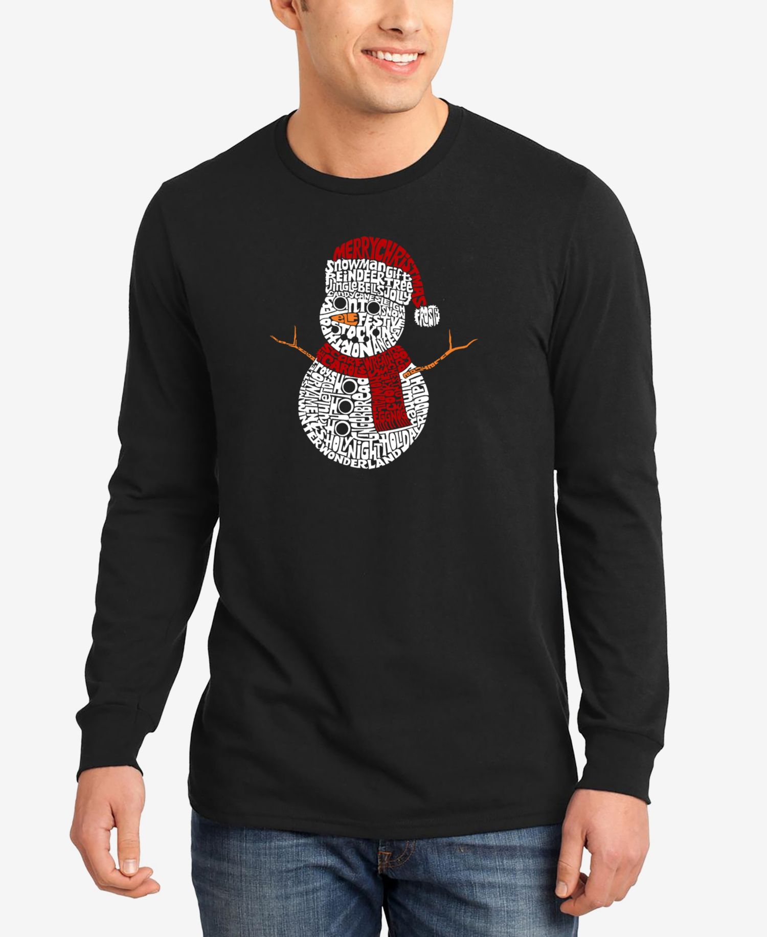 Men's Christmas Snowman Word Art Long Sleeve T-shirt