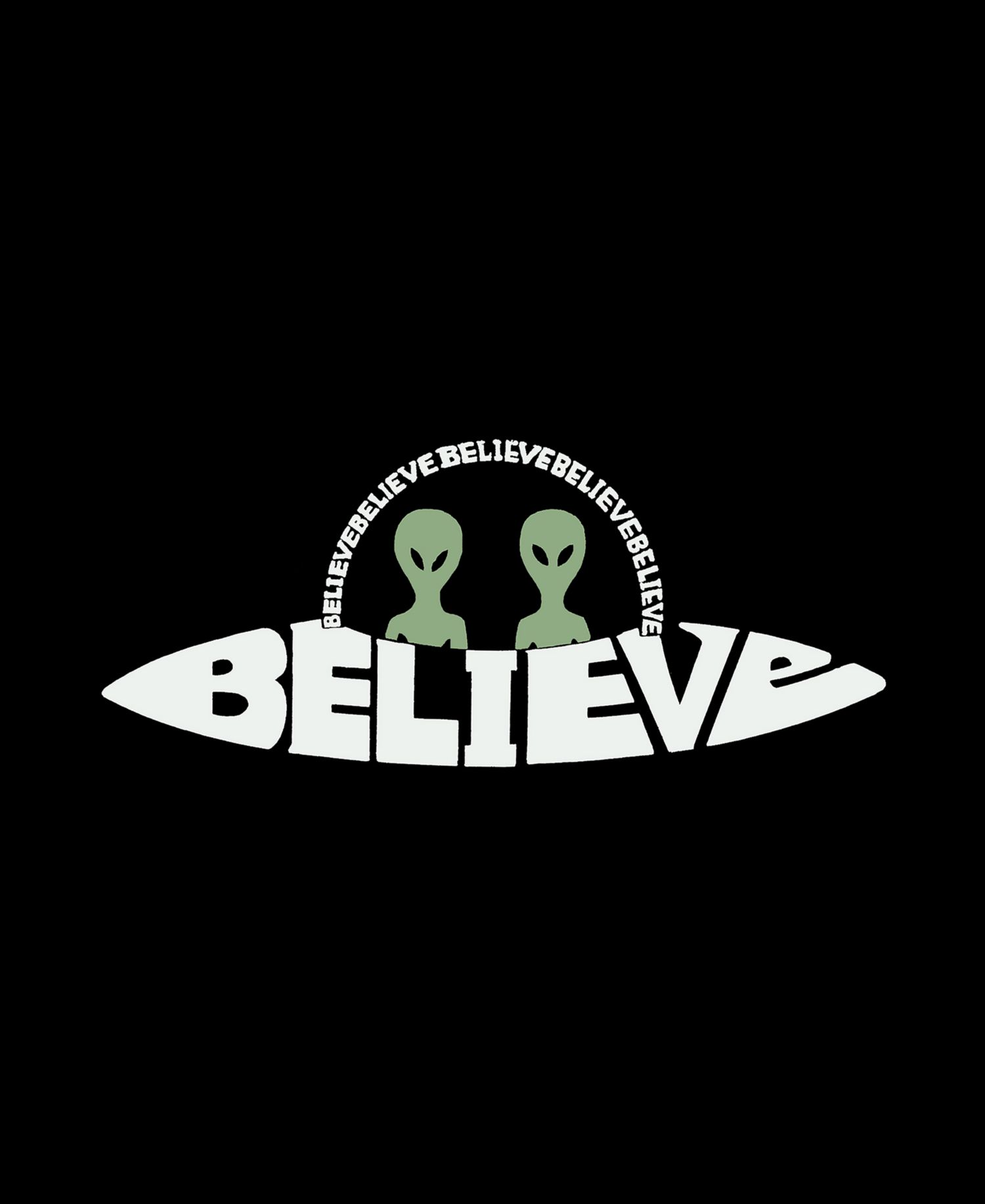 Men's Believe UFO Word Art Hooded Sweatshirt