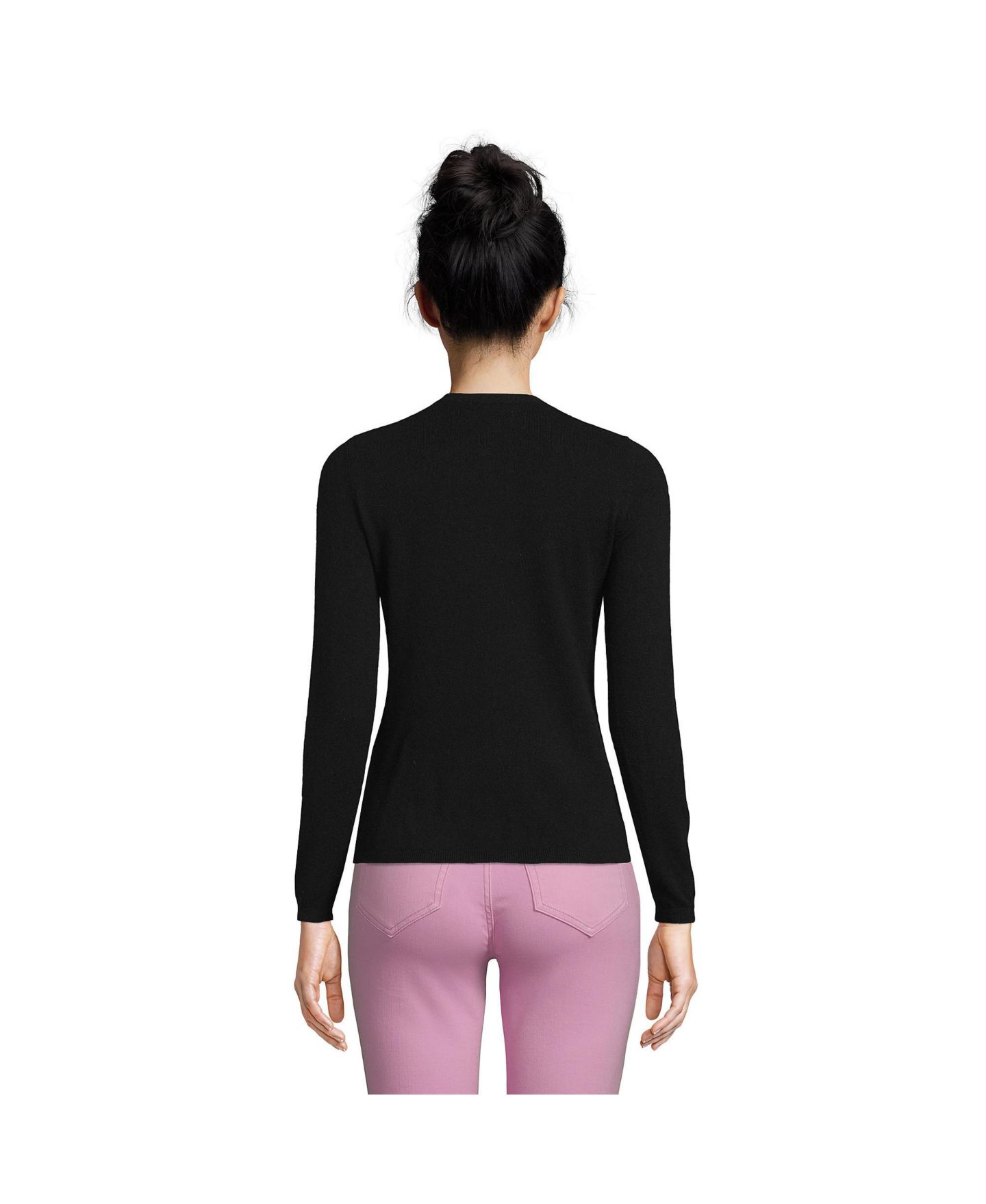 Женский кардиган Lands' End Tall Classic Cashmere Cardigan, цвет: Чёрный — фото 2