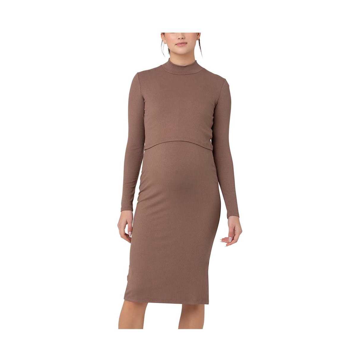 RIPE MATERNITY MATERNITY RIPE RUBY RIB NURSING DRESS MOCHA