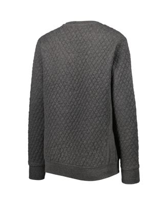 Women's Heather Charcoal Mississippi State Bulldogs Moose Quilted Pullover Sweatshirt