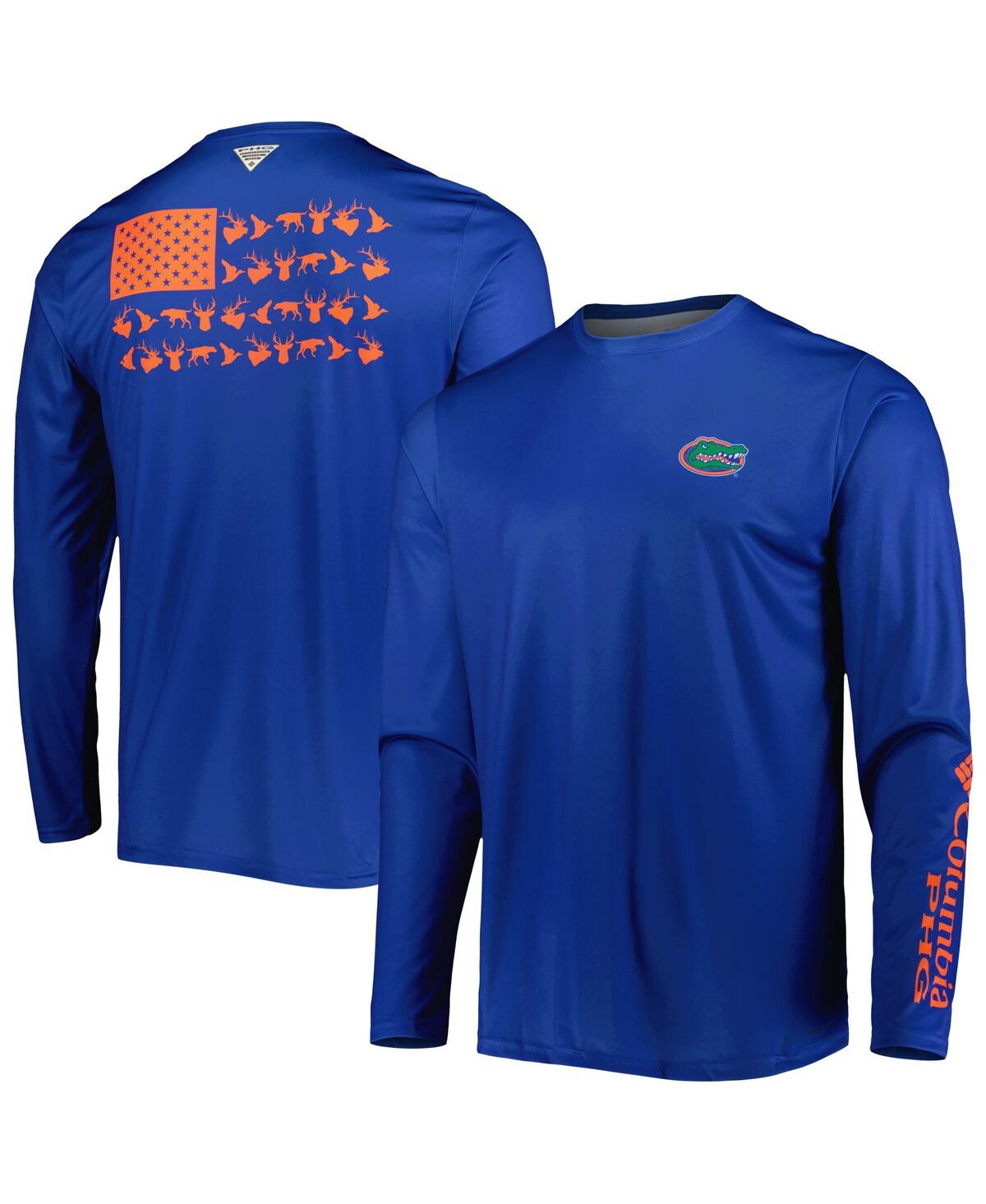 Shop Columbia Men's  Royal Florida Gators Terminal Shot Omni-shade Omni-wick Long Sleeve T-shirt