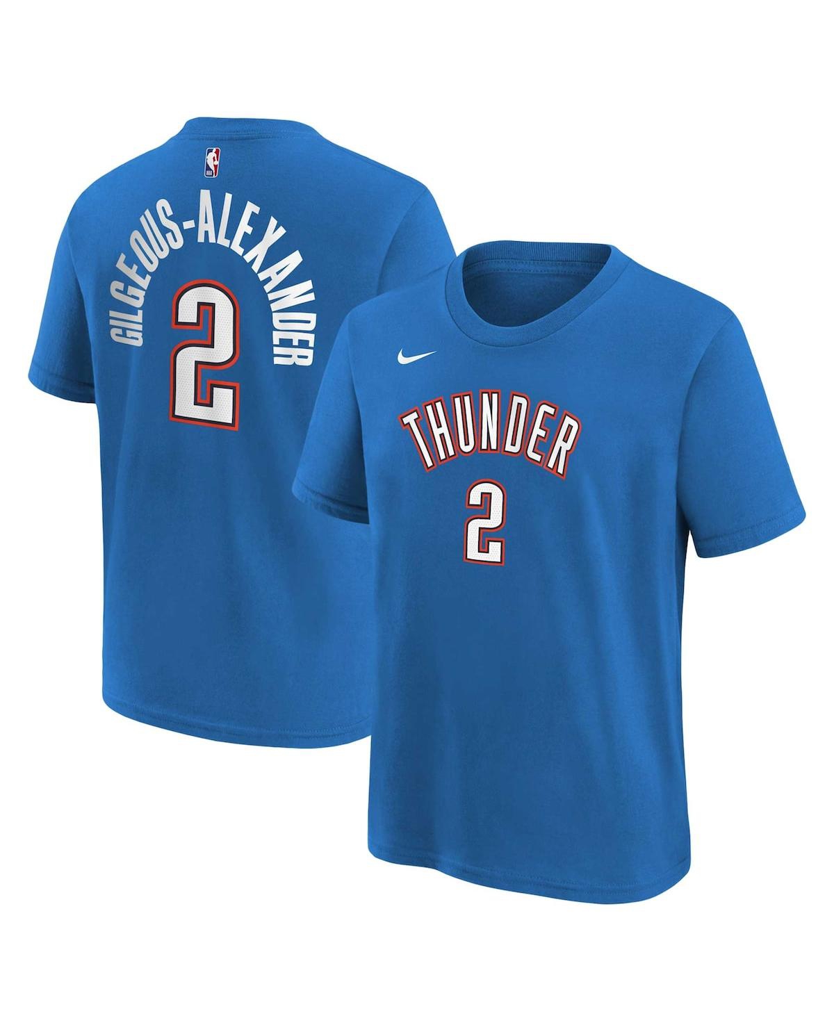 Nike Kids' Big Boys Shai Gilgeous-alexander White Oklahoma City Thunder Icon Name And Number T-shirt In Blue