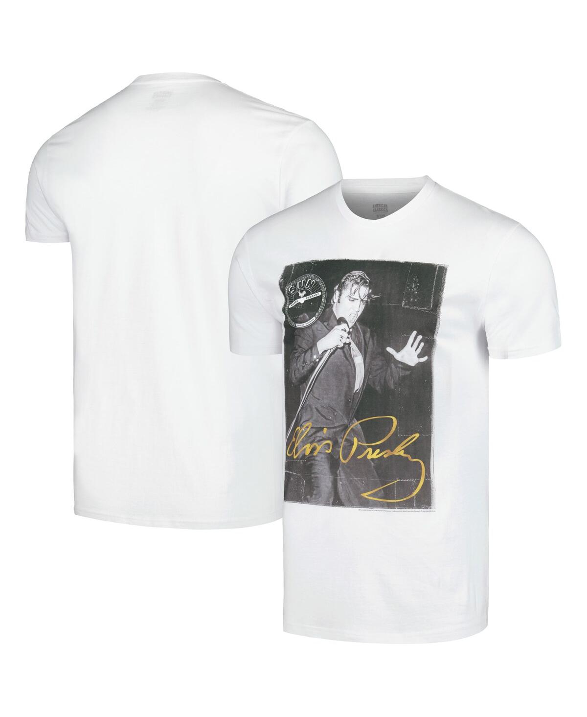 Men's White Elvis Presley Gold Signature T-shirt - White