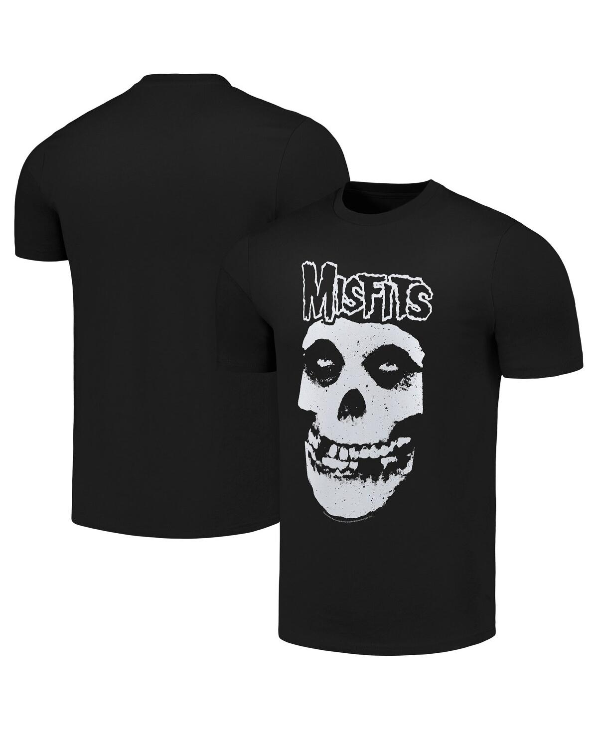 Men's Black Misfits Outline Skull T-shirt - Black