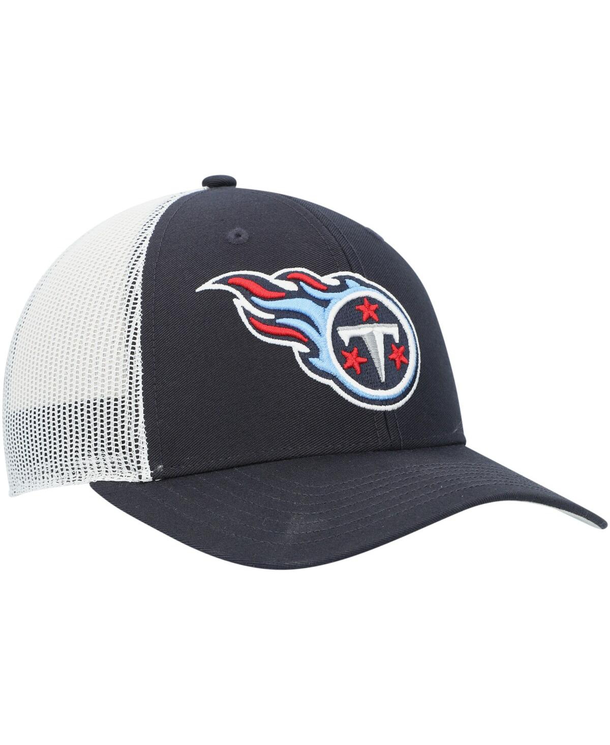 Shop 47 Brand Big Boys And Girls ' Navy, White Tennessee Titans Adjustable Trucker Hat In Navy,white