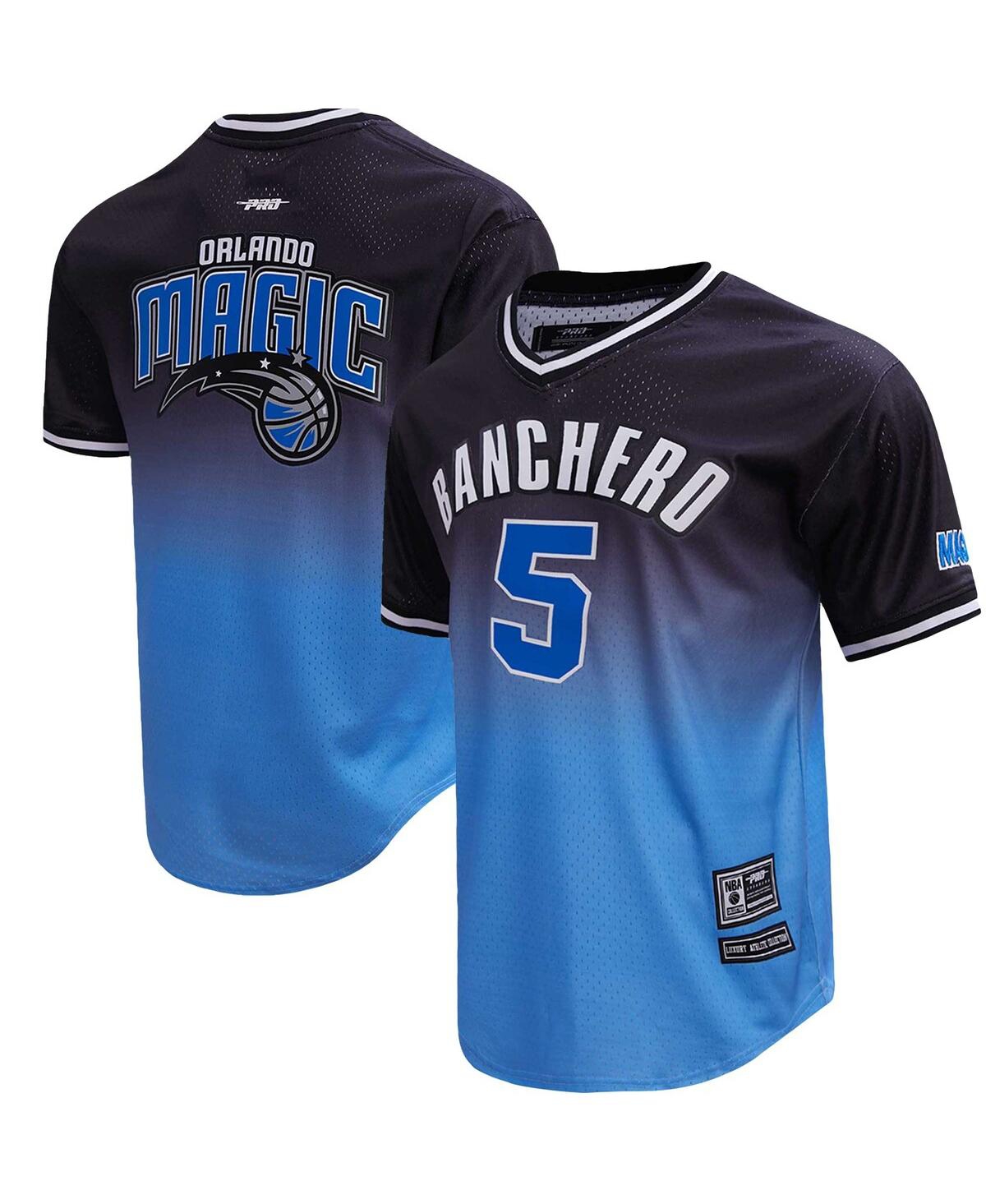 Pro Standard Men's Post Paolo Banchero Black, Blue Orlando Magic Ombre Name And Number T-shirt In Black,blue