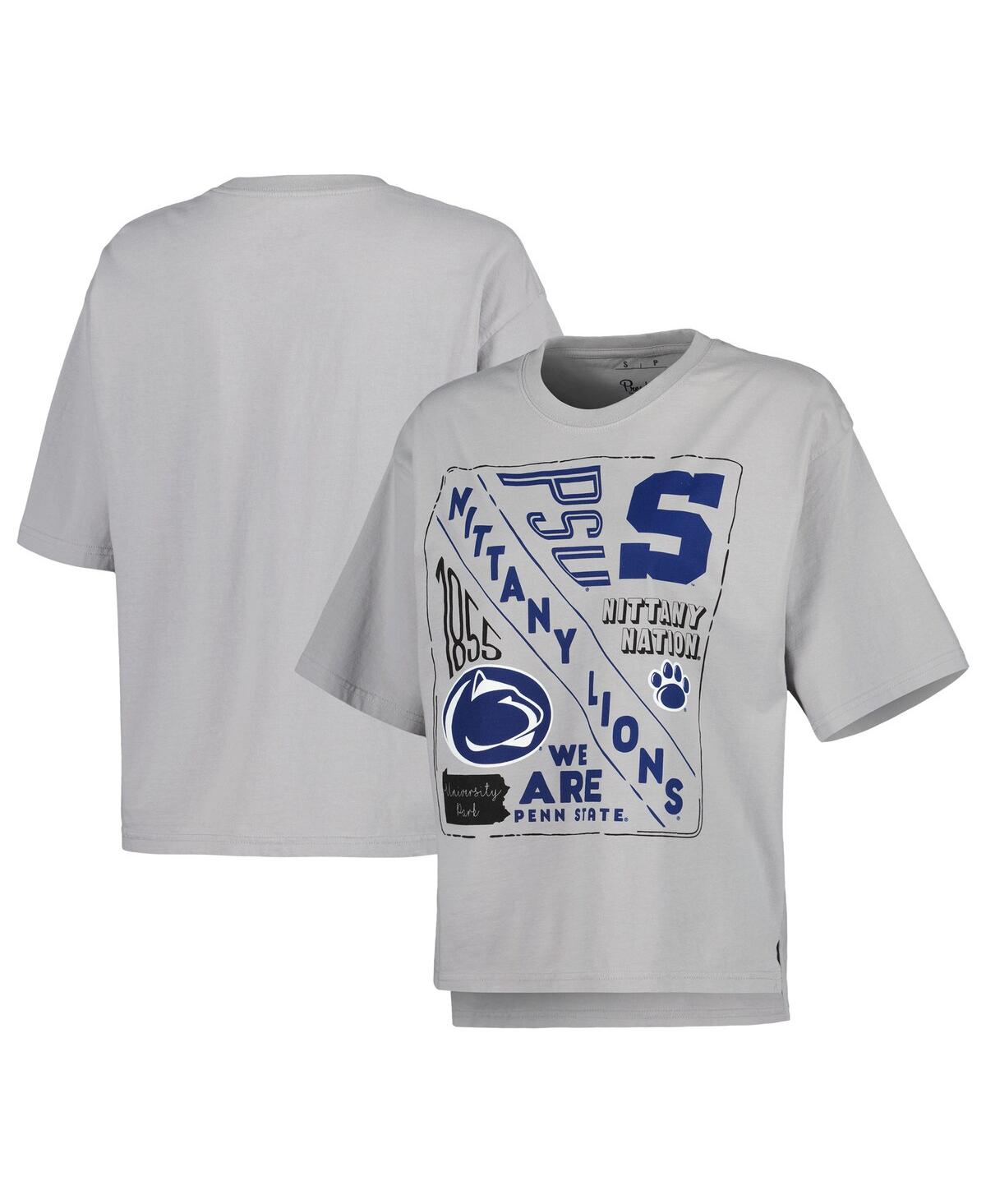 Shop Pressbox Women's  Silver Penn State Nittany Lions Rock & Roll School Of Rock T-shirt