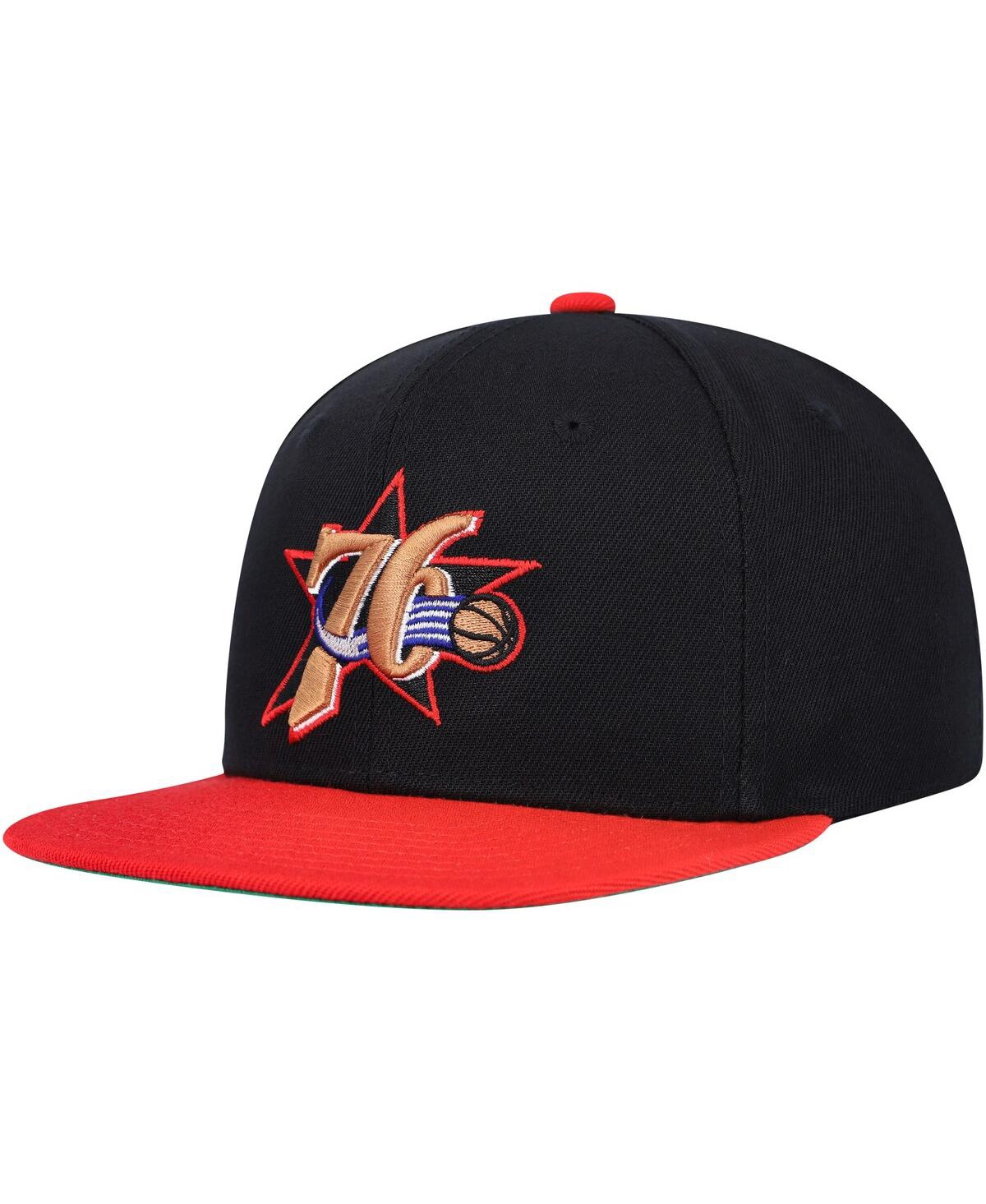 Mitchell & Ness Kids' Big Boys And Girls  Black, Red Philadelphia 76ers Two-tone Snapback Hat In Black,red