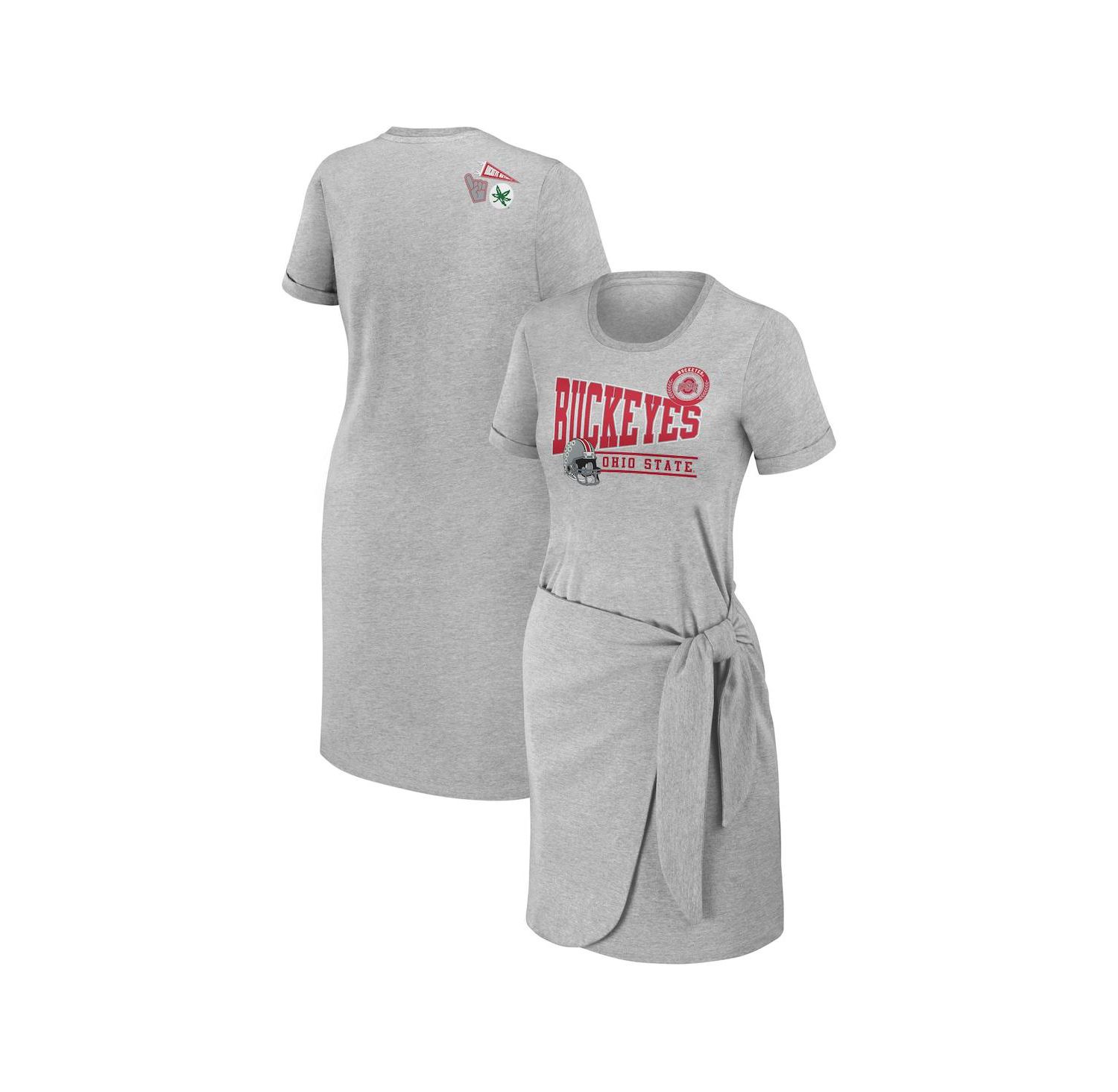 Women's Heather Gray Ohio State Buckeyes Knotted T-shirt Dress