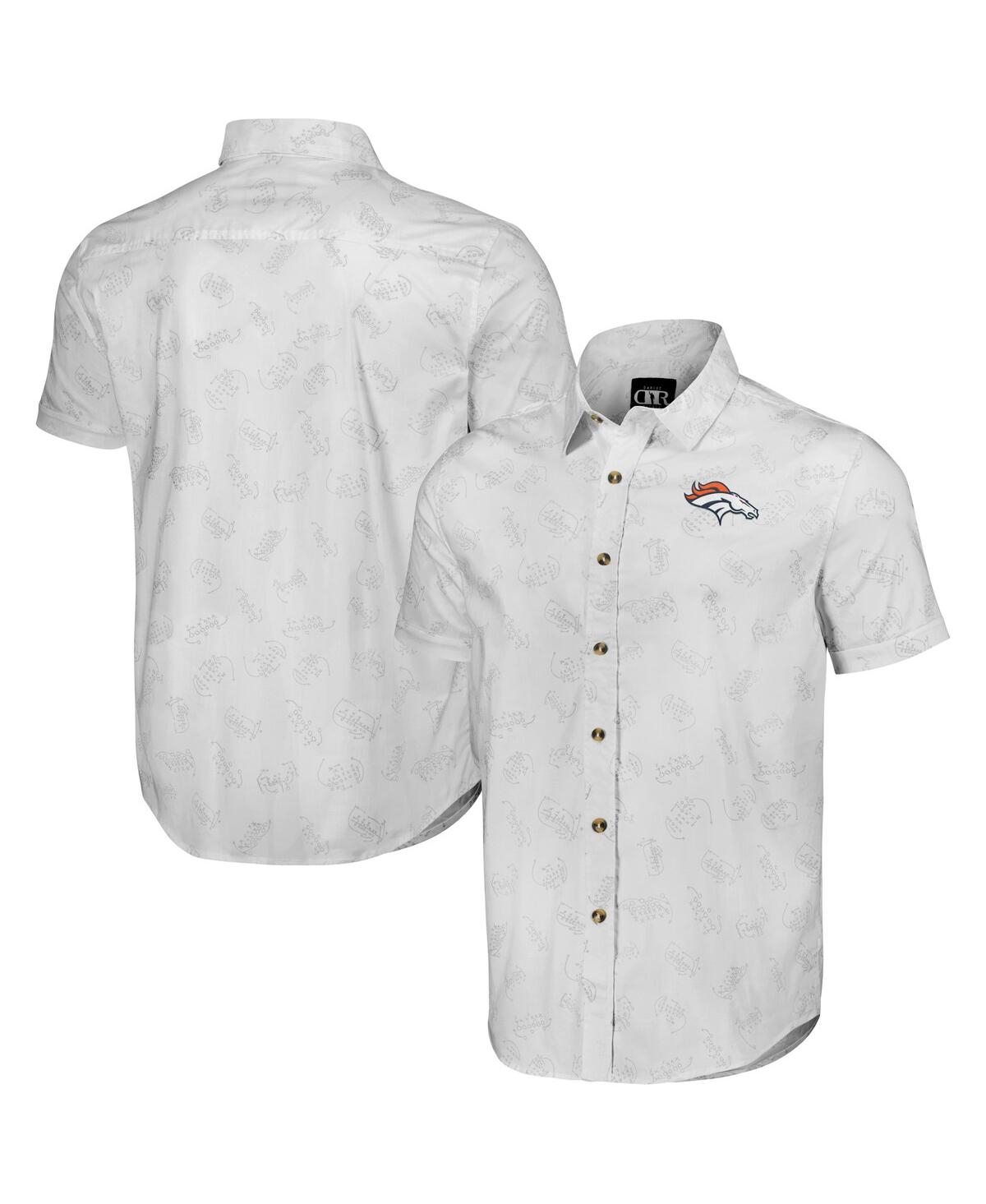 Fanatics Men's Nfl X Darius Rucker Collection By  White Denver Broncos Woven Short Sleeve Button Up S