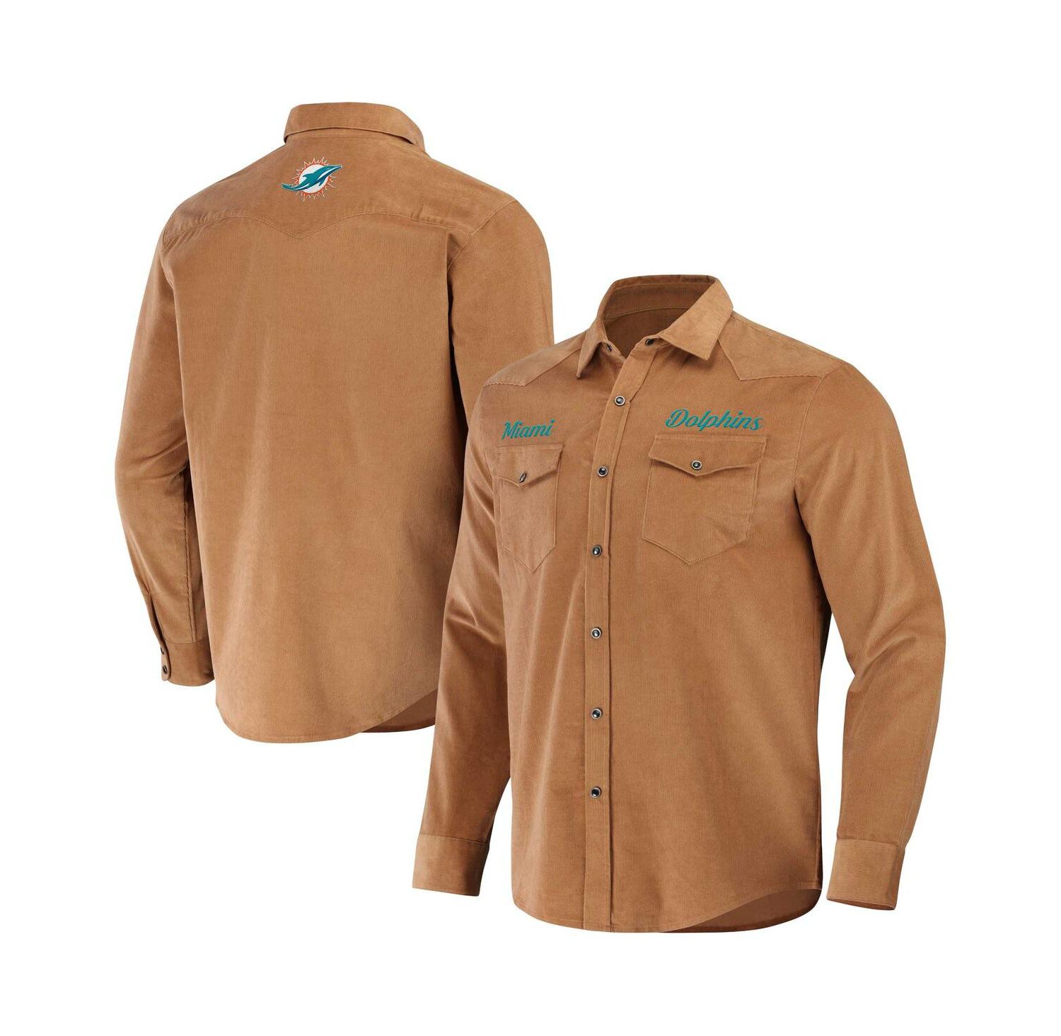 Men's NFL x Darius Rucker Collection by Orange Miami Dolphins Western Button-Up Shirt