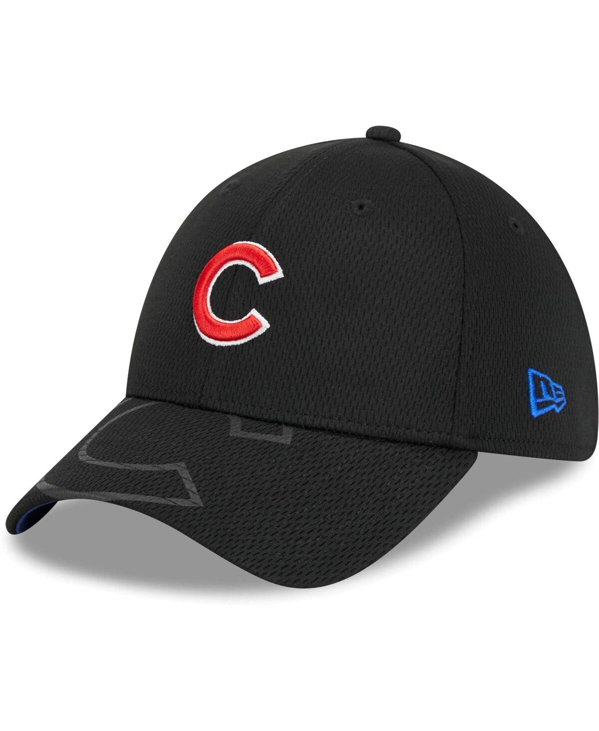 Men's New EraChicago Cubs Top Visor 39THIRTY Flex Hat - Black