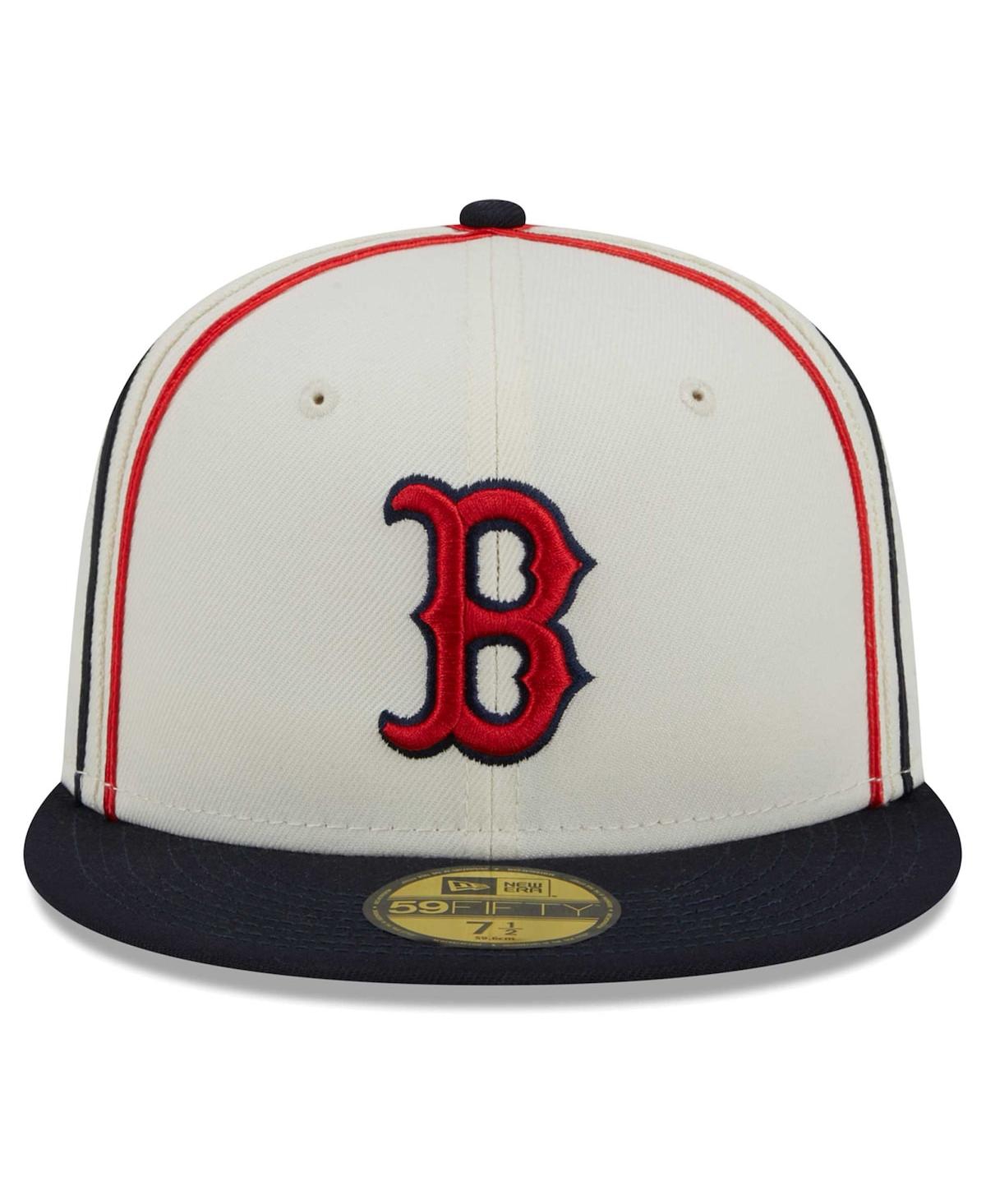 Shop New Era Men's  Cream, Navy Boston Red Sox Chrome Sutash 59fifty Fitted Hat In Cream,navy
