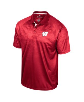 Men's Red Wisconsin Badgers Honeycomb Raglan Polo Shirt