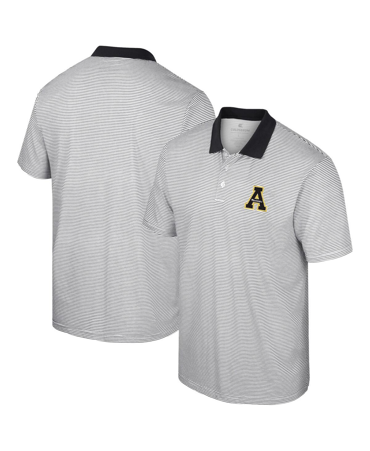 Shop Colosseum Men's  White, Black Appalachian State Mountaineers Print Stripe Polo Shirt In White,black