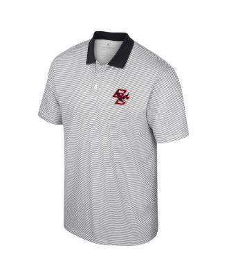 Men's White Boston College Eagles Print Stripe Polo Shirt