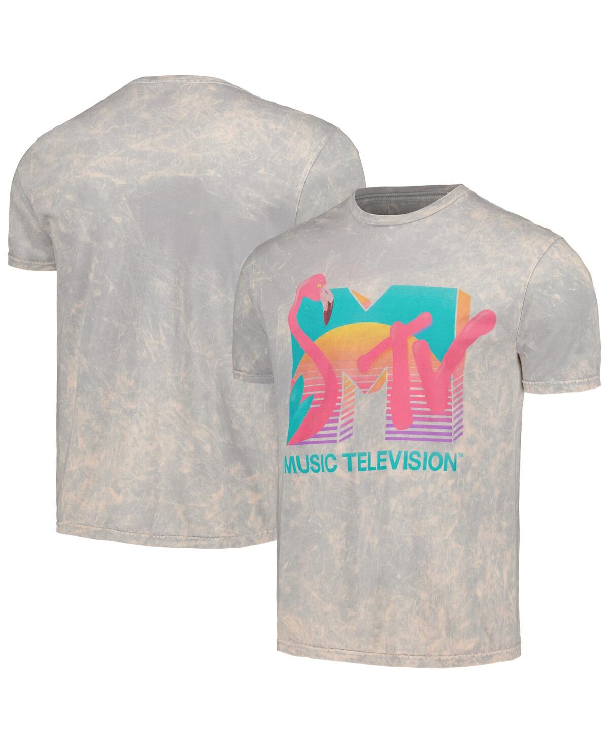 Men's Gray Mtv Flamingo Washed T-shirt - Gray