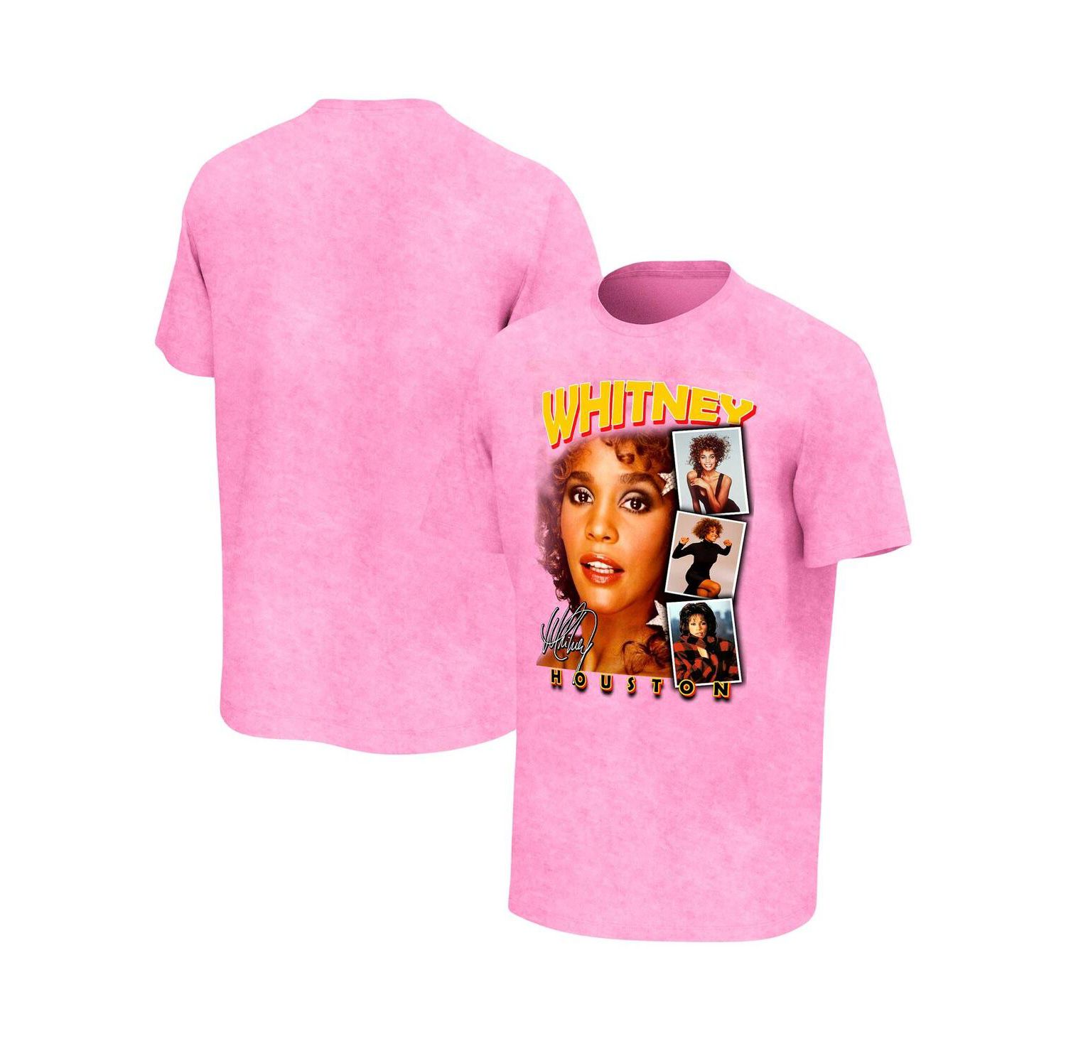 Men's Pink Whitney Houston Photo Collage Washed T-shirt