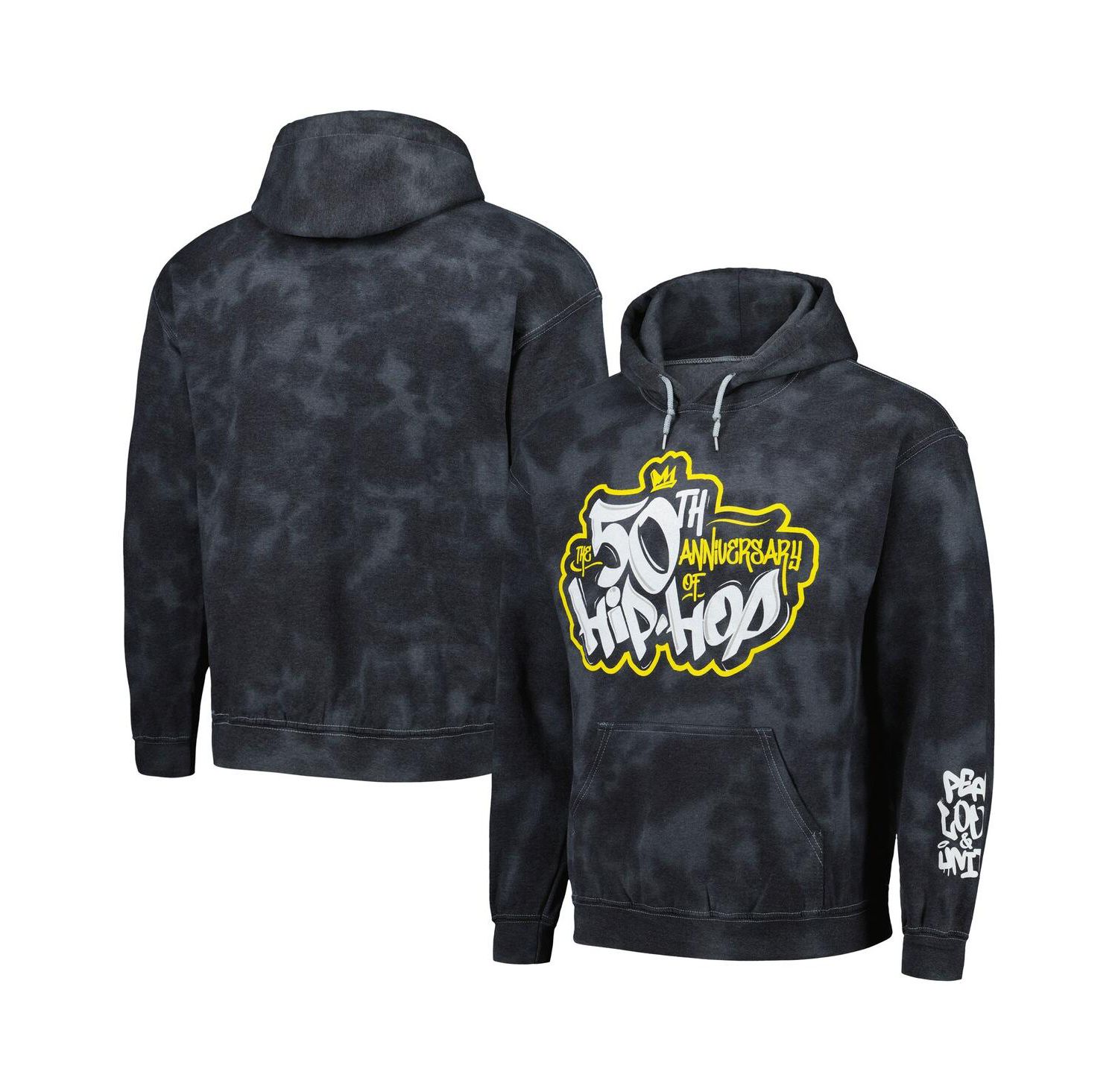 Men's Black 50th Anniversary of Hip Hop Washed Graphic Pullover Hoodie