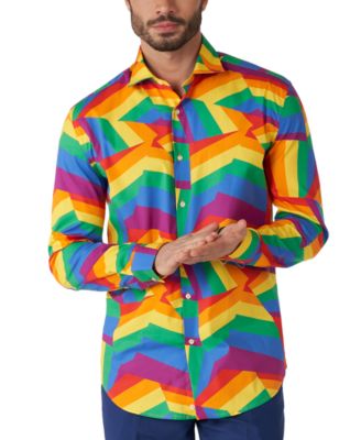 OppoSuits - Men's Long-Sleeve Zig-Zag Rainbow Shirt