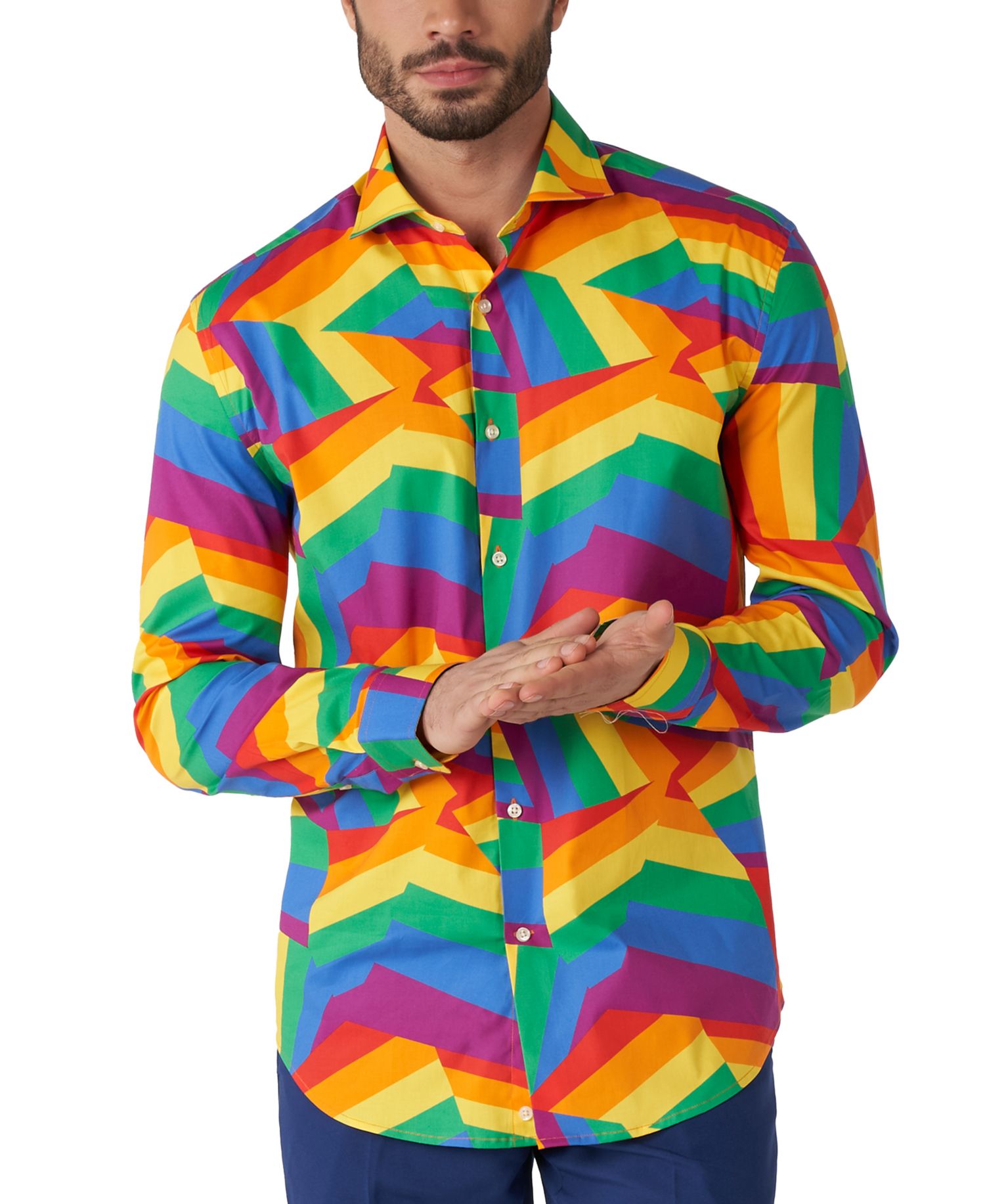 Big & Tall SHIRT LS Zig Zag Rainbow