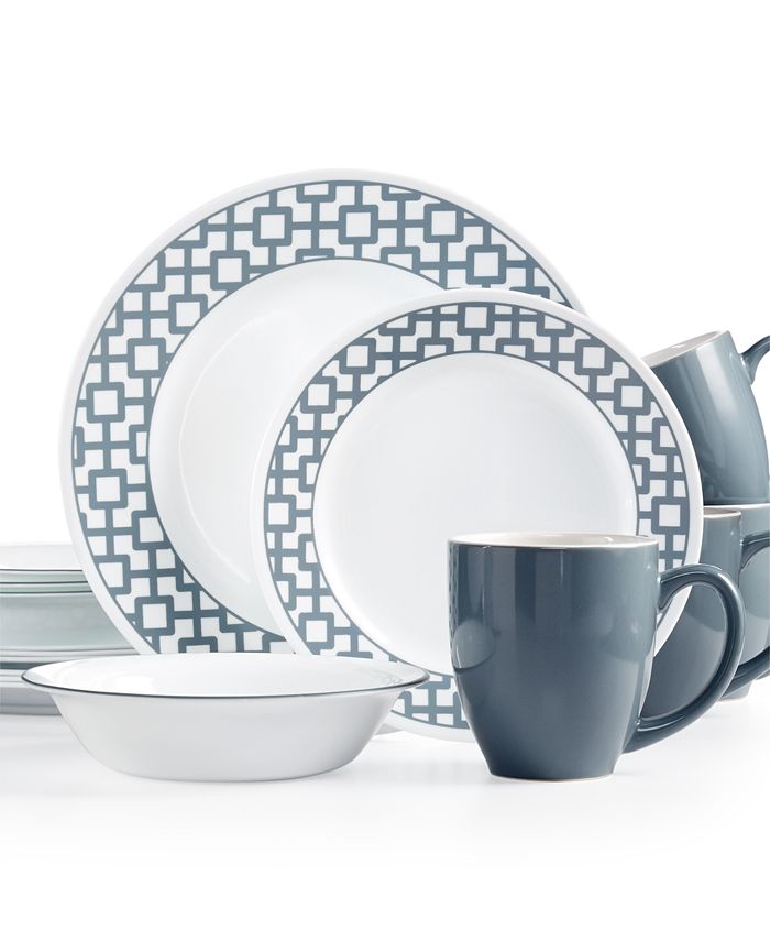 Corelle Urban Grid 16 Pc. Set Service for 4 Macy s