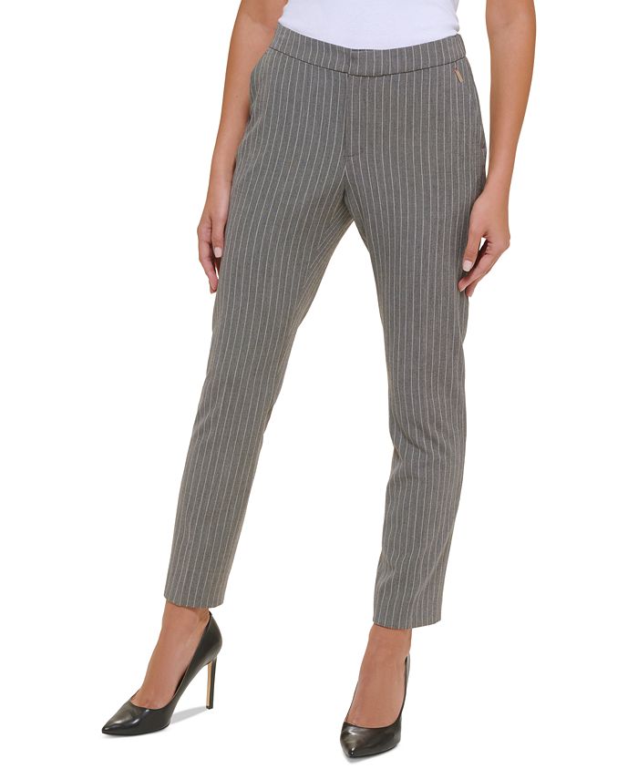 Tommy Hilfiger Women's Striped Mid-Rise Slim-Leg Pants - Macy's