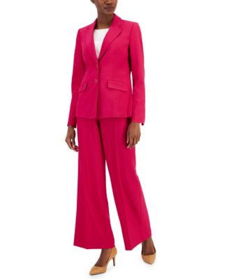 Nipon Boutique - Women's Two-Button Jacket, Wide-Leg Pantsuit