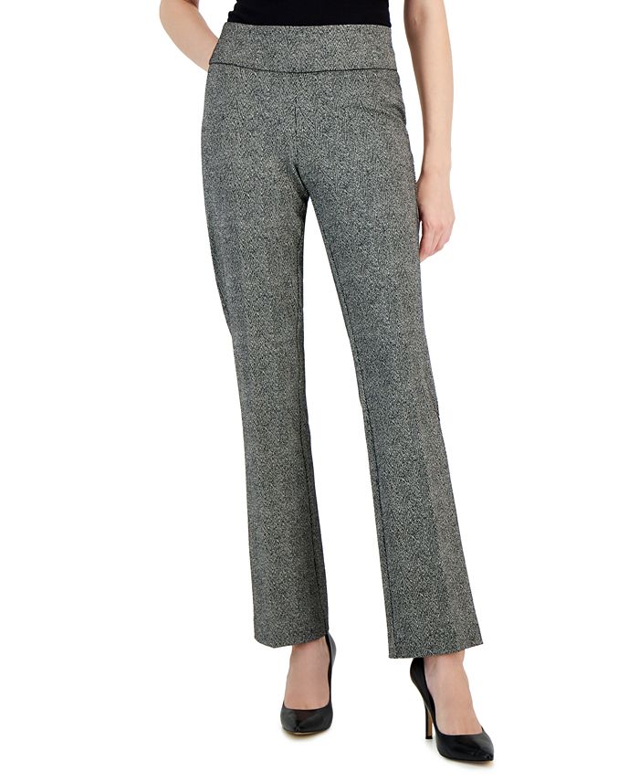 Anne Klein Women's Metallic Herringbone PullOn Bootcut Pants Macy's