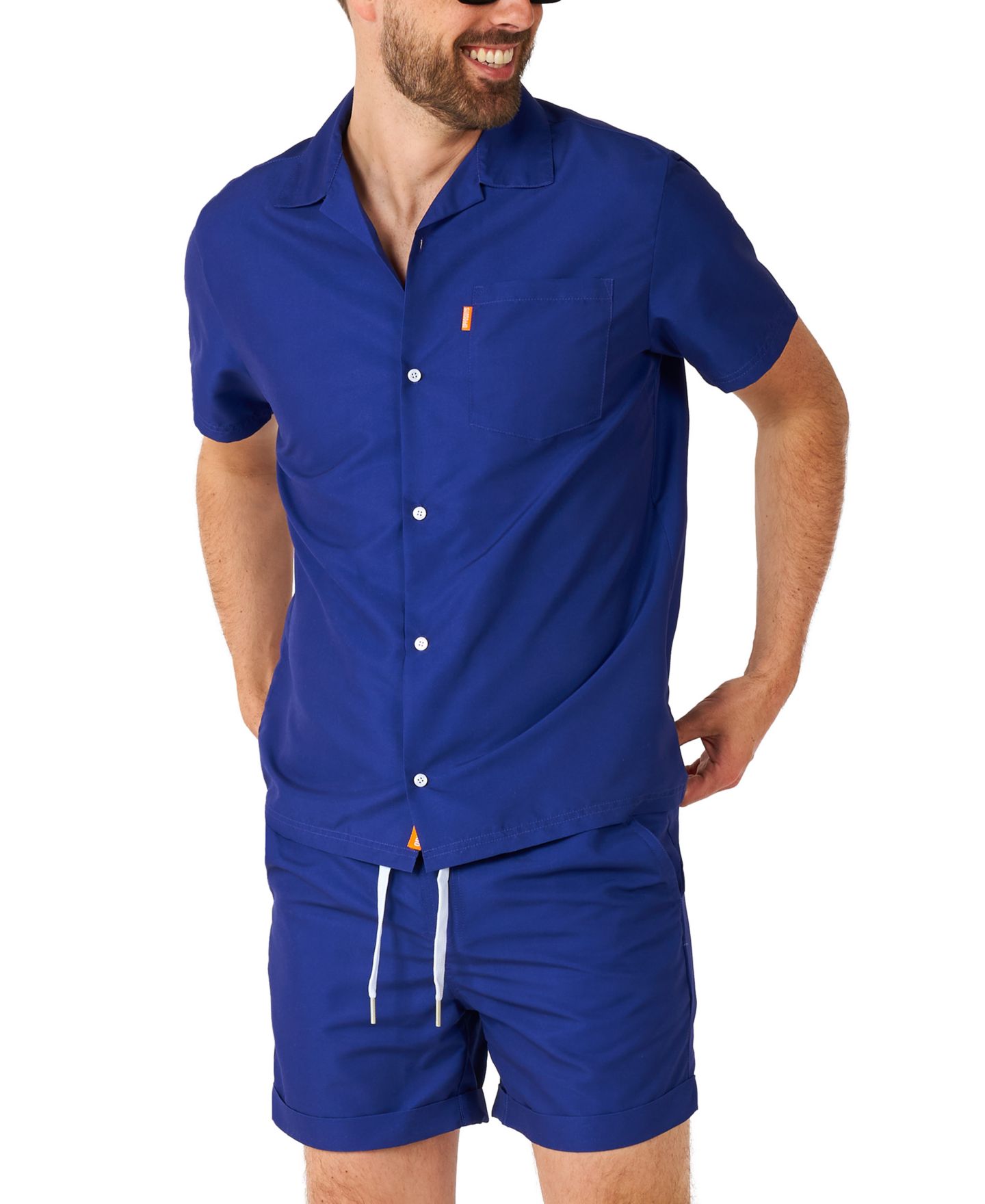 Мужской комплект OppoSuits Summer Set - 2 Piece Beach Wear set - Navy Blue - Matching Shirt and Shorts, цвет: Синий — фото 1