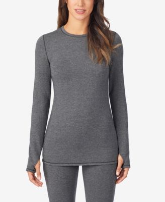 Cuddl Duds - Petite Long-Sleeve Thumbhole Crewneck Top