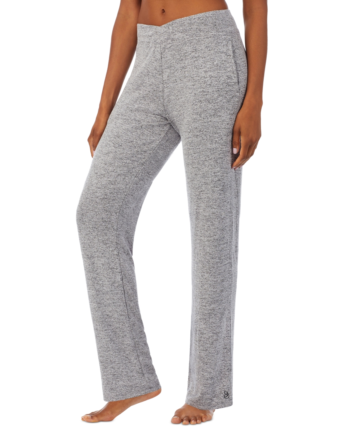 Cuddl Duds Petite Soft Knit Mid-rise Lounge Pants In Marled Grey