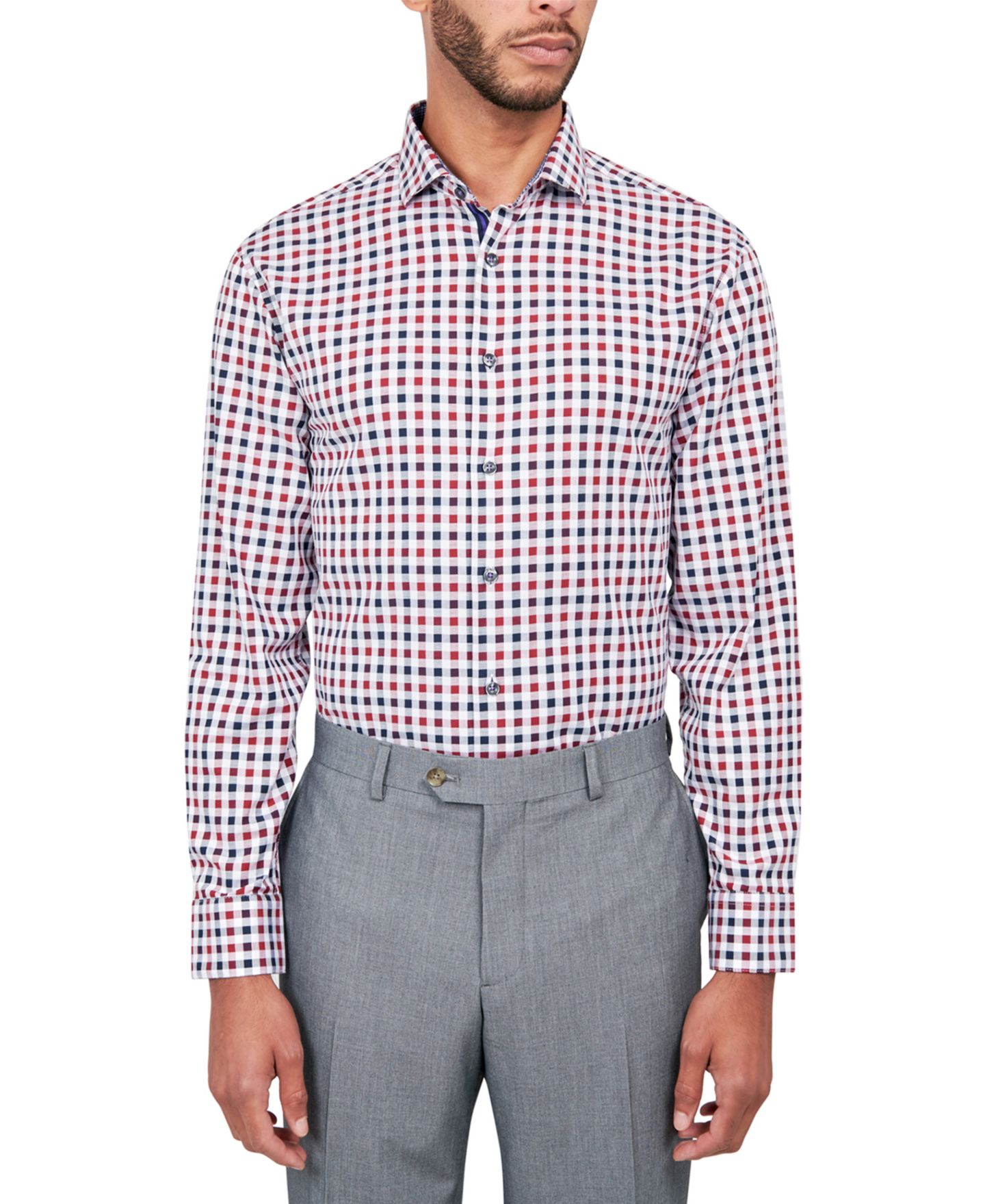 Мужская рубашка MICHELSONS OF LONDON Twill Check, цвет: Бордовый — фото 1