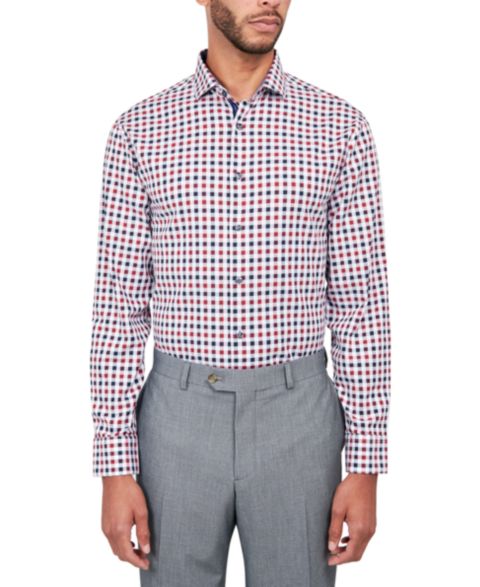 Мужская рубашка MICHELSONS OF LONDON Twill Check, цвет: Бордовый