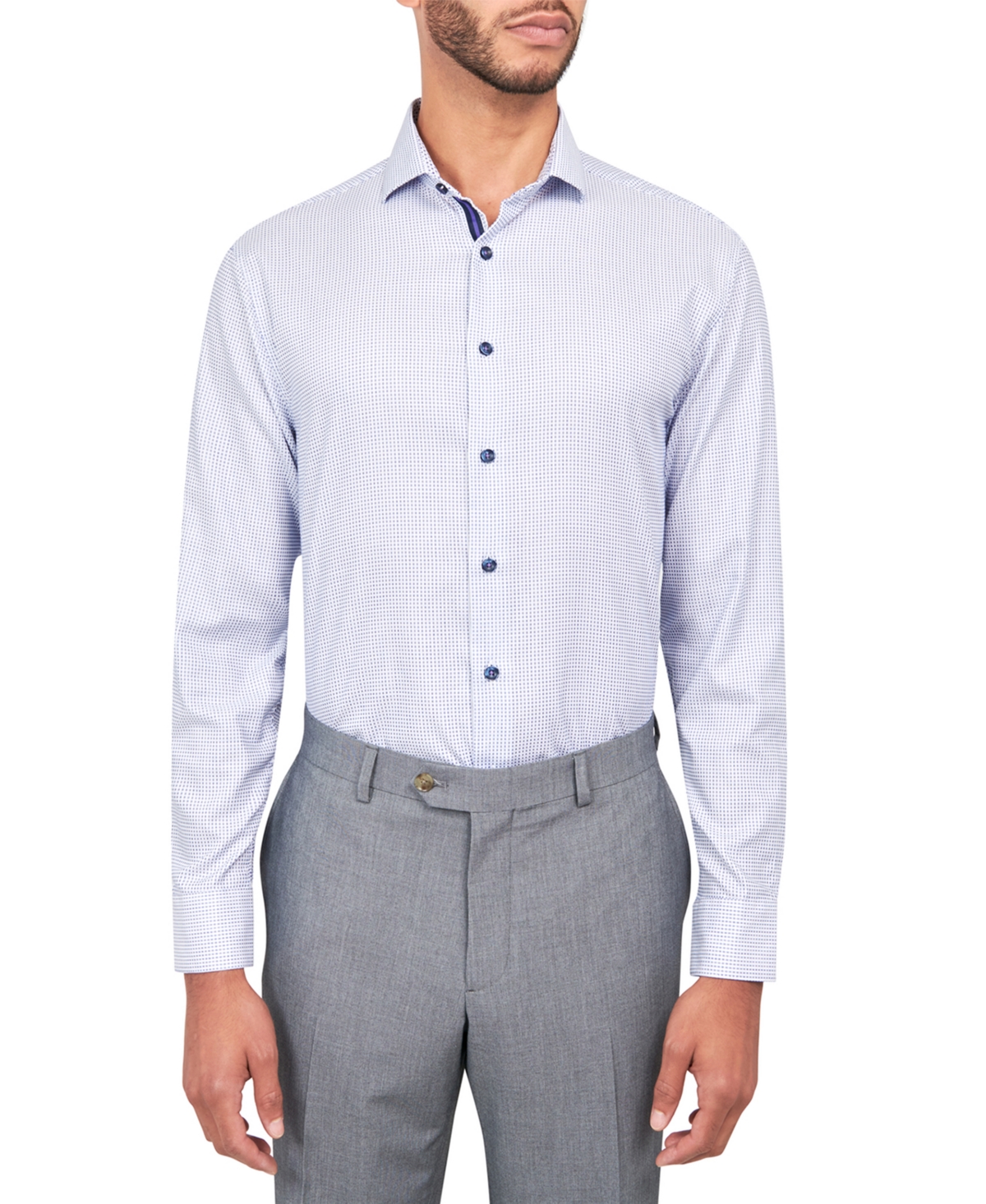 Men's Dobby Square Shirt - White/blue