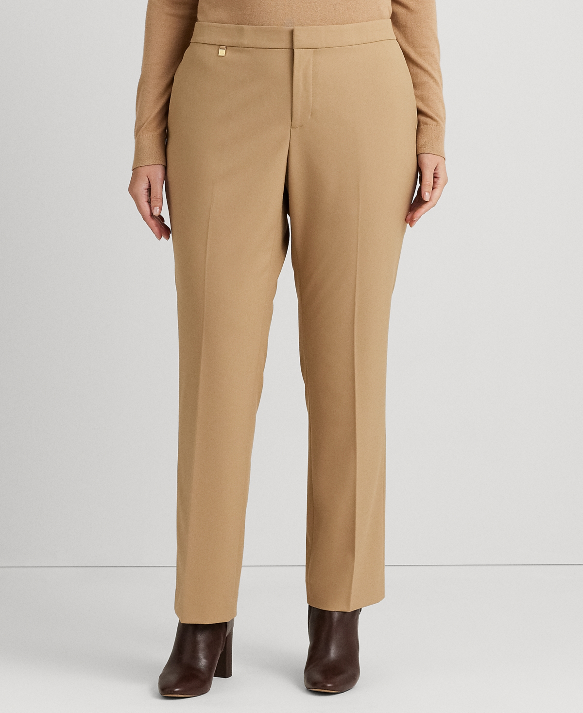 Lauren Ralph Lauren Plus Size Straight Leg Pants In Camel